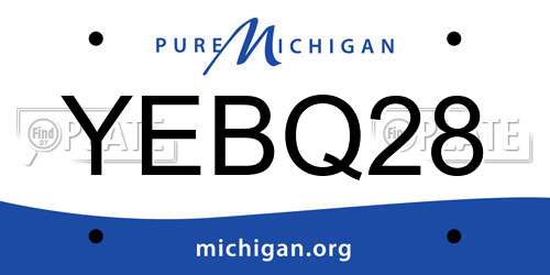 YEBQ28 Michigan License Plate