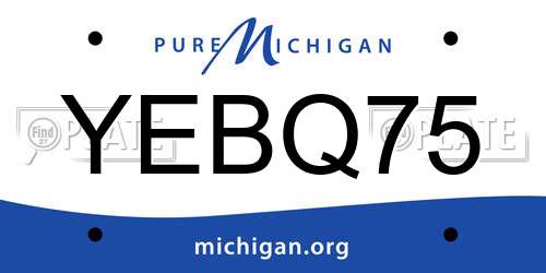 YEBQ75 Michigan License Plate