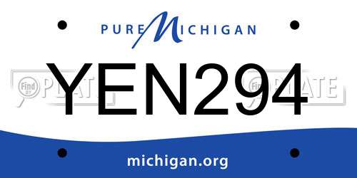 YEN294 Michigan License Plate