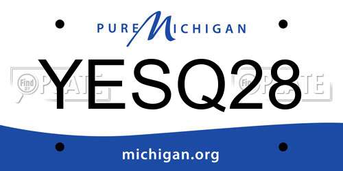 YESQ28 Michigan License Plate