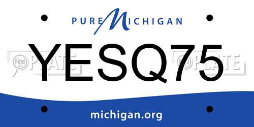 YESQ75 Michigan License Plate