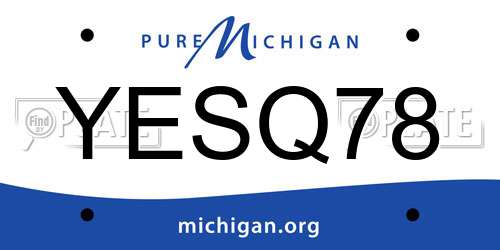 YESQ78 Michigan License Plate