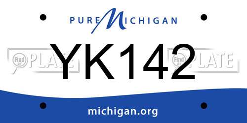 YK142 Michigan License Plate