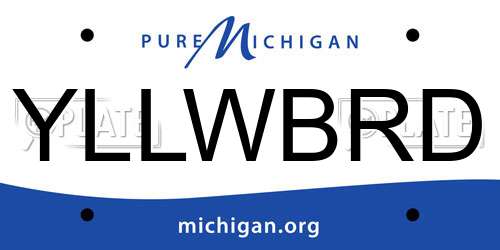 YLLWBRD Michigan License Plate