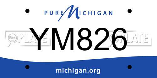 YM826 Michigan License Plate