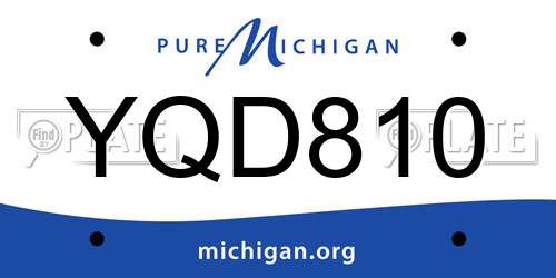 YQD810 Michigan License Plate