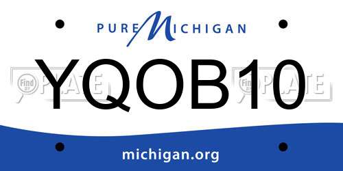 YQOB10 Michigan License Plate