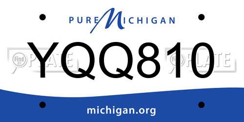 YQQ810 Michigan License Plate