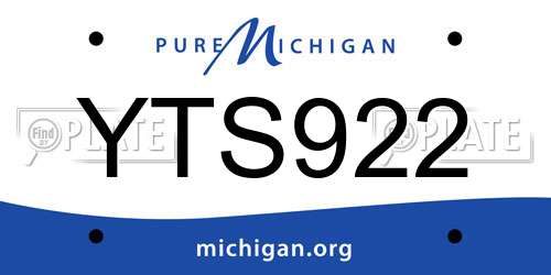 YTS922 Michigan License Plate