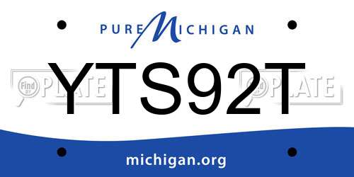 YTS92T Michigan License Plate