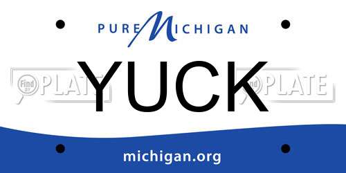 YUCK Michigan License Plate