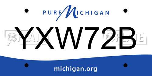 YXW72B Michigan License Plate