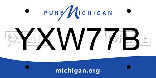 YXW77B Michigan License Plate