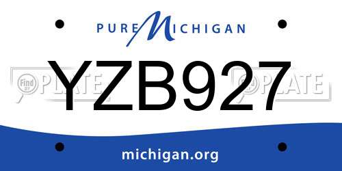 YZB927 Michigan License Plate