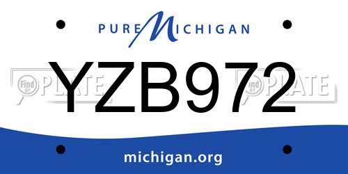 YZB972 Michigan License Plate