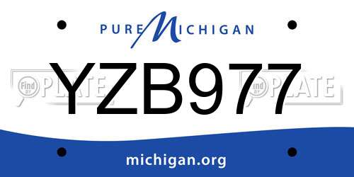 YZB977 Michigan License Plate