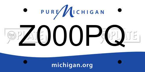 Z000PQ Michigan License Plate