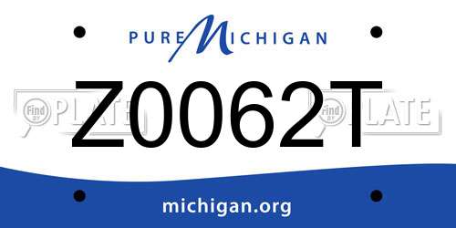 Z0062T Michigan License Plate