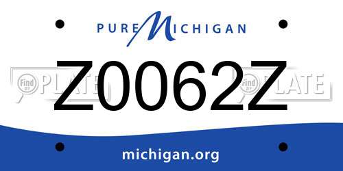 Z0062Z Michigan License Plate