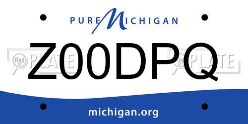 Z00DPQ Michigan License Plate