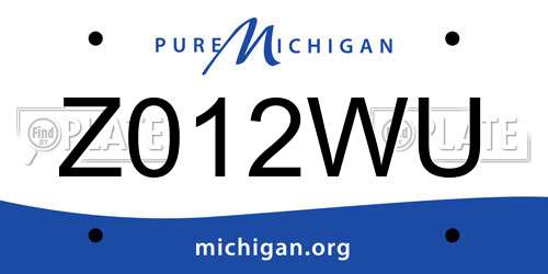 Z012WU Michigan License Plate