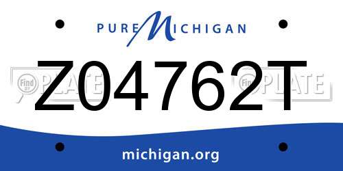 Z04762T Michigan License Plate
