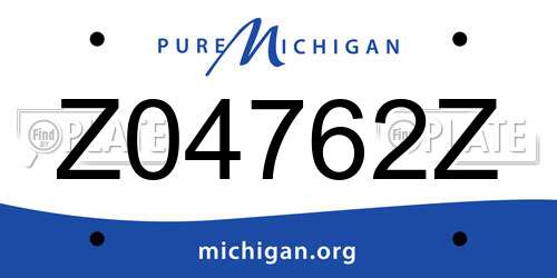 Z04762Z Michigan License Plate