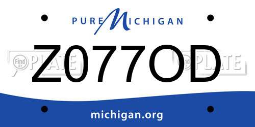 Z077OD Michigan License Plate