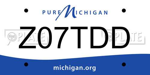 Z07TDD Michigan License Plate