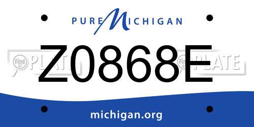 Z0868E Michigan License Plate