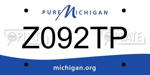 Z092TP Michigan License Plate