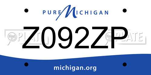 Z092ZP Michigan License Plate