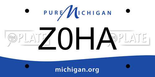 Z0HA Michigan License Plate