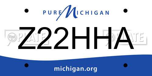 Z22HHA Michigan License Plate