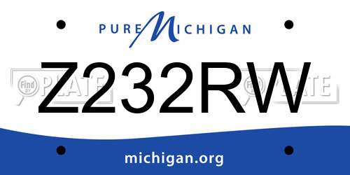 Z232RW Michigan License Plate