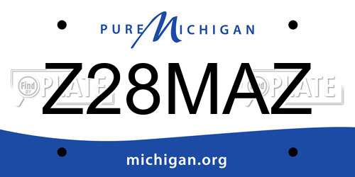 Z28MAZ Michigan License Plate