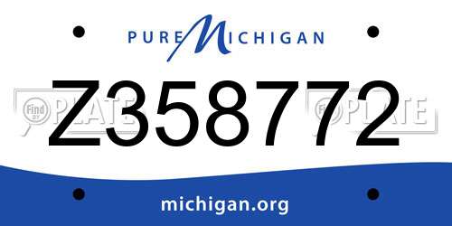 Z358772 Michigan License Plate