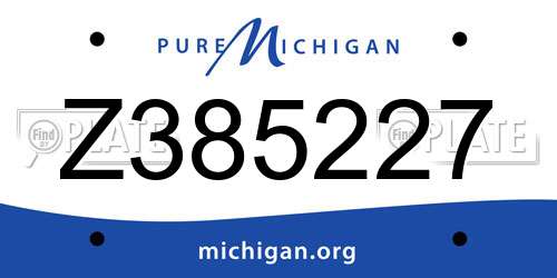 Z385227 Michigan License Plate