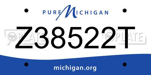Z38522T Michigan License Plate