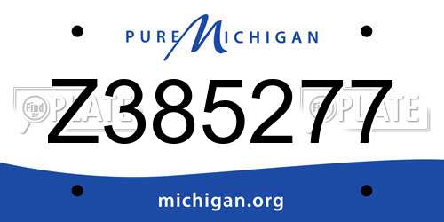 Z385277 Michigan License Plate