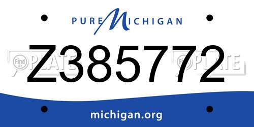 Z385772 Michigan License Plate