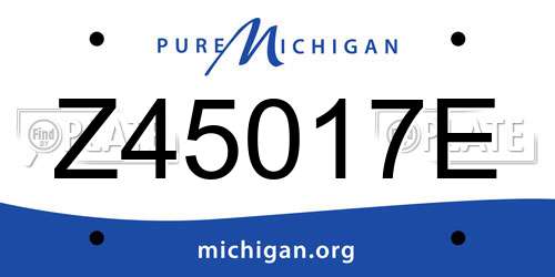 Z45017E Michigan License Plate