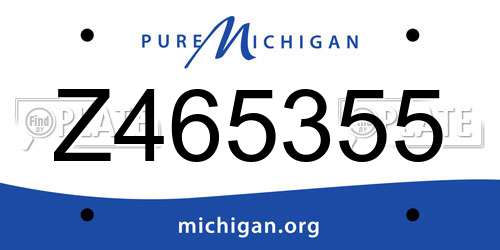 Z465355 Michigan License Plate