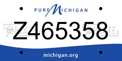 Z465358 Michigan License Plate