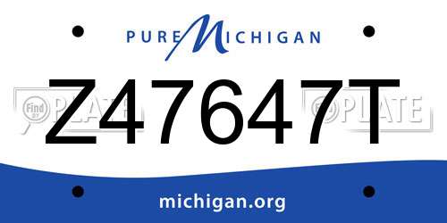 Z47647T Michigan License Plate