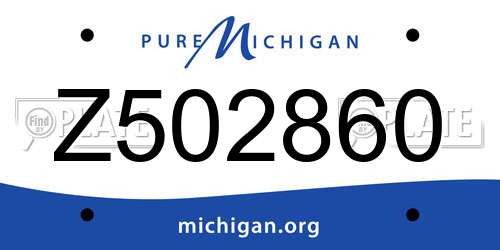 Z502860 Michigan License Plate