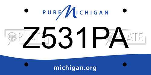 Z531PA Michigan License Plate