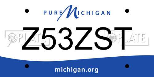 Z53ZST Michigan License Plate