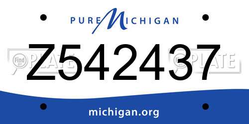Z542437 Michigan License Plate