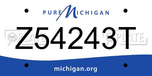 Z54243T Michigan License Plate